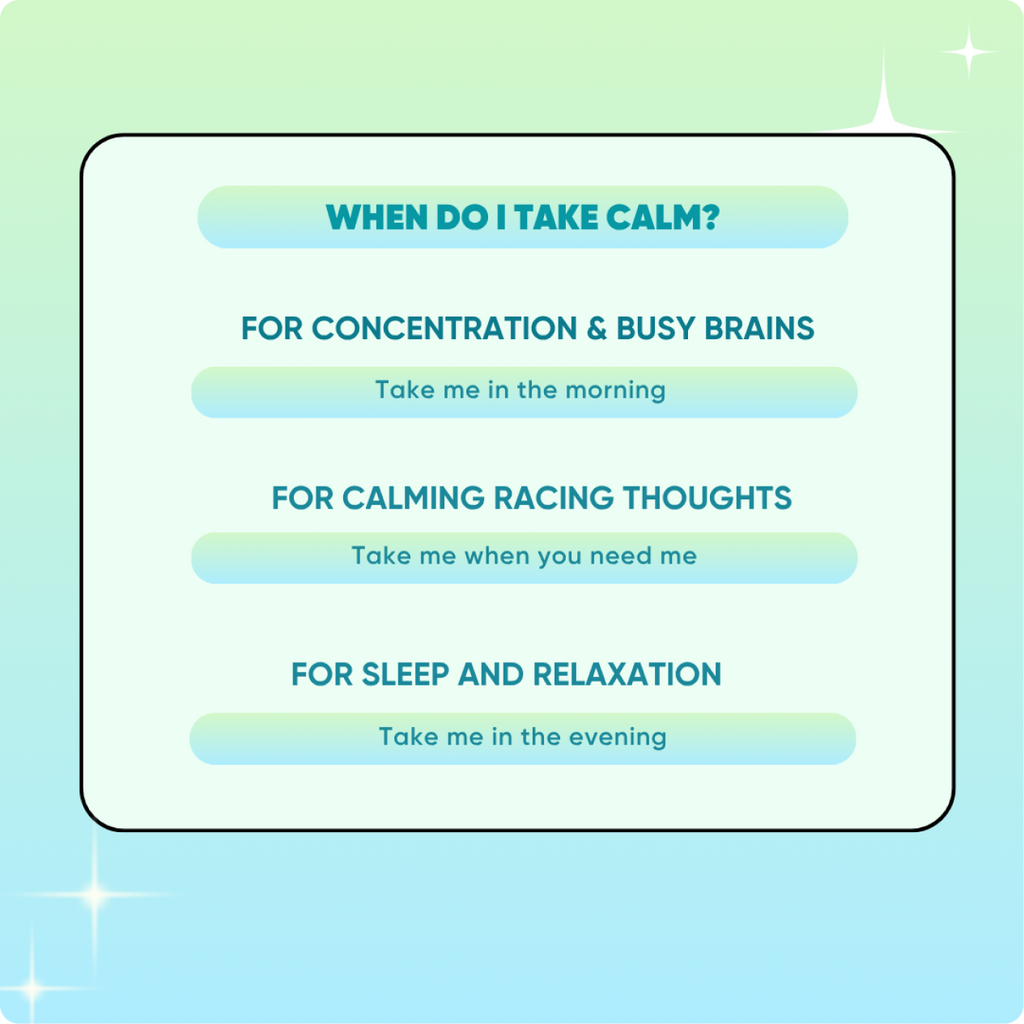 Take 1 scoop a day for stress, anxiety and relaxation